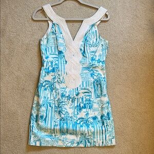 Lilly Pulitzer Blue and White Sleeveless Shift Dress